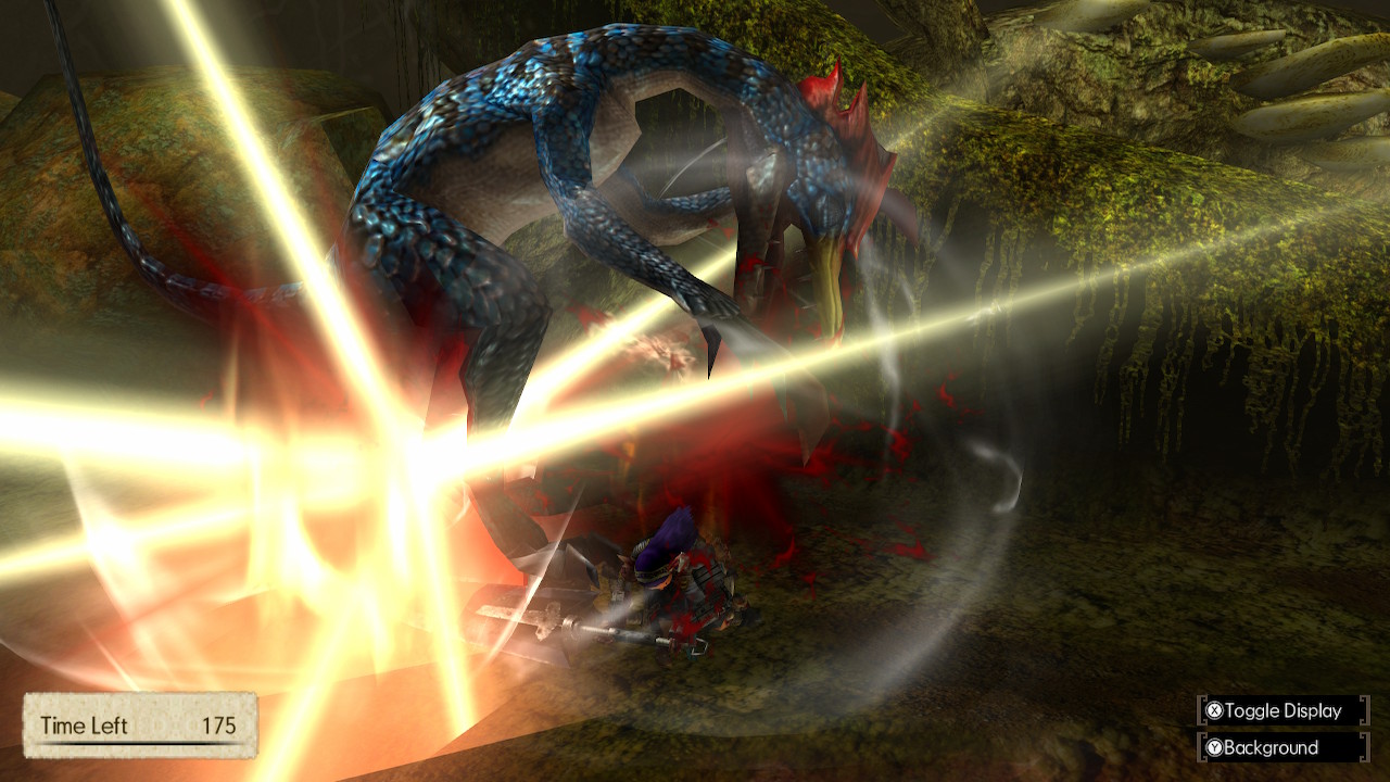 an ending screen of a velicidrome getting hit by a greatsword attack. there is a big flash.