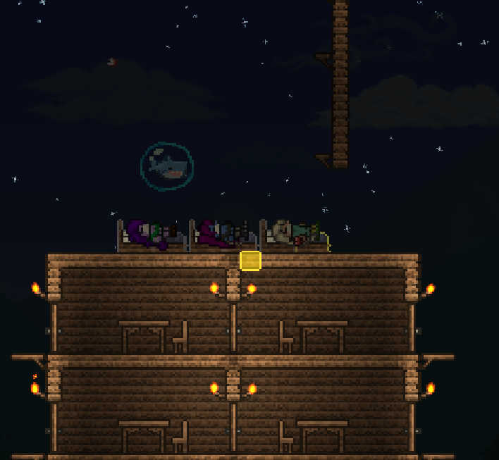 3 furries sleeping in terraria. so cute....